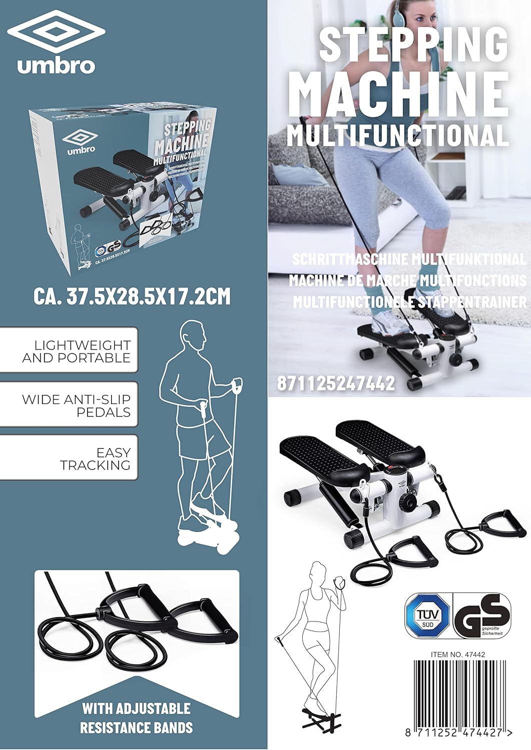 Mini Stepper mit Widerstandsbändern, Stepper mit Widerstandsbänder