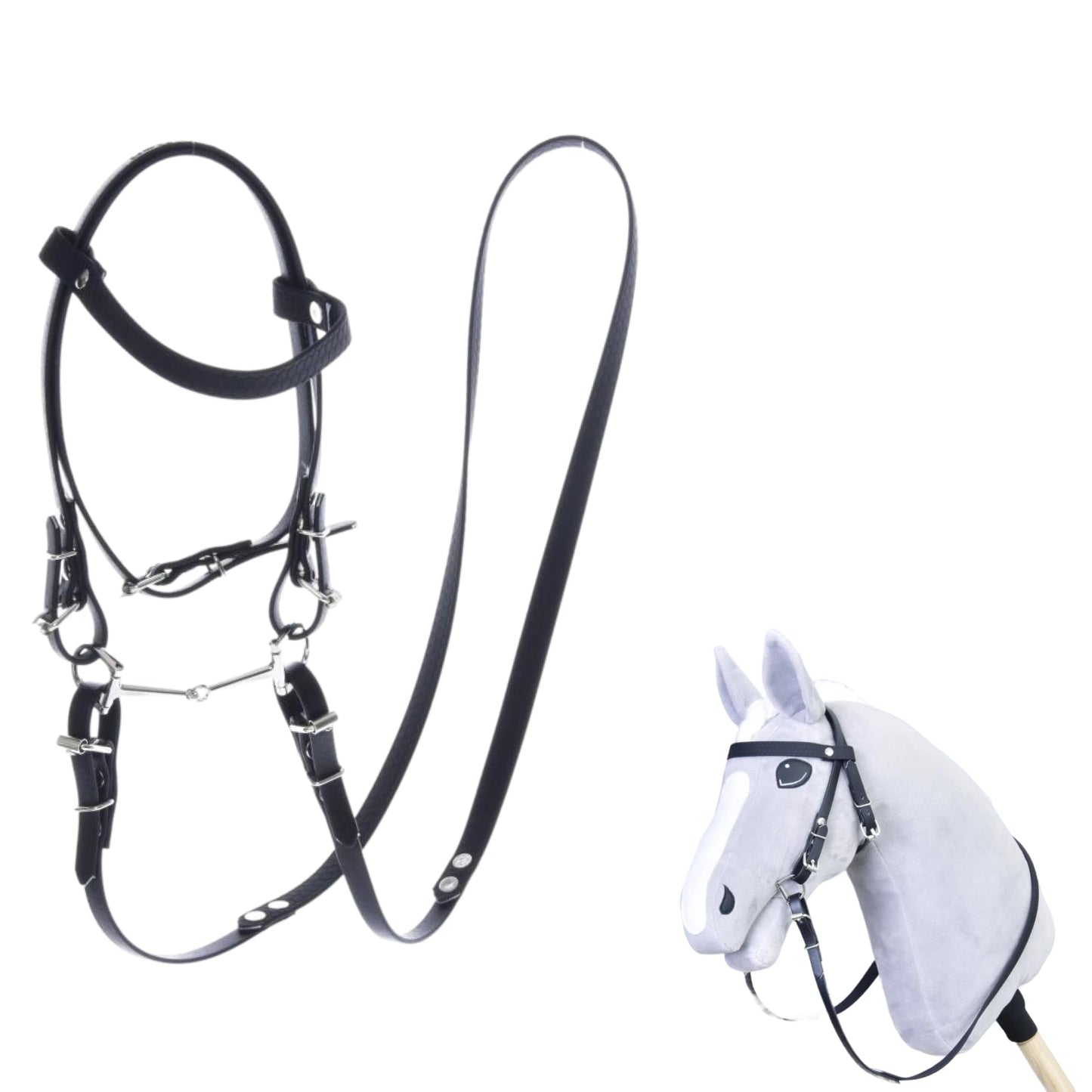 Hobby Horse Trense mit Zügeln, Schwarz Medium