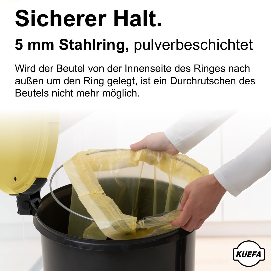 Müllsackständer mit Scharnierdeckel, Gelb 1