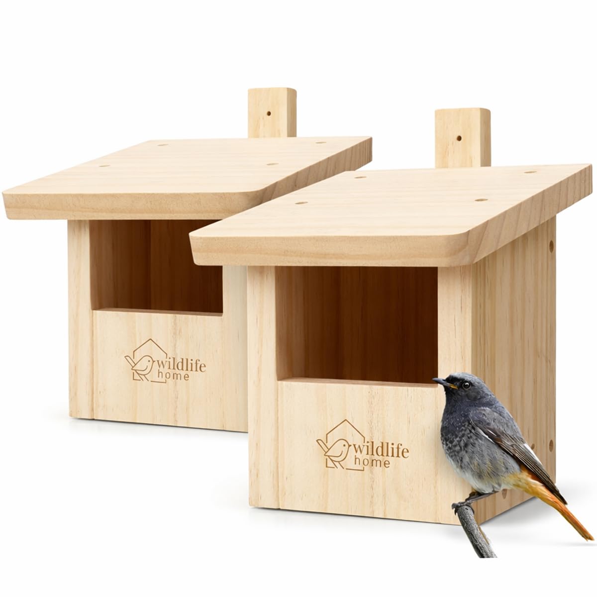 Nistkasten Halbhöhle-Set für Vögel (2 Stück), 2 x Halbhöhle für Rotschwänzchen & Co.