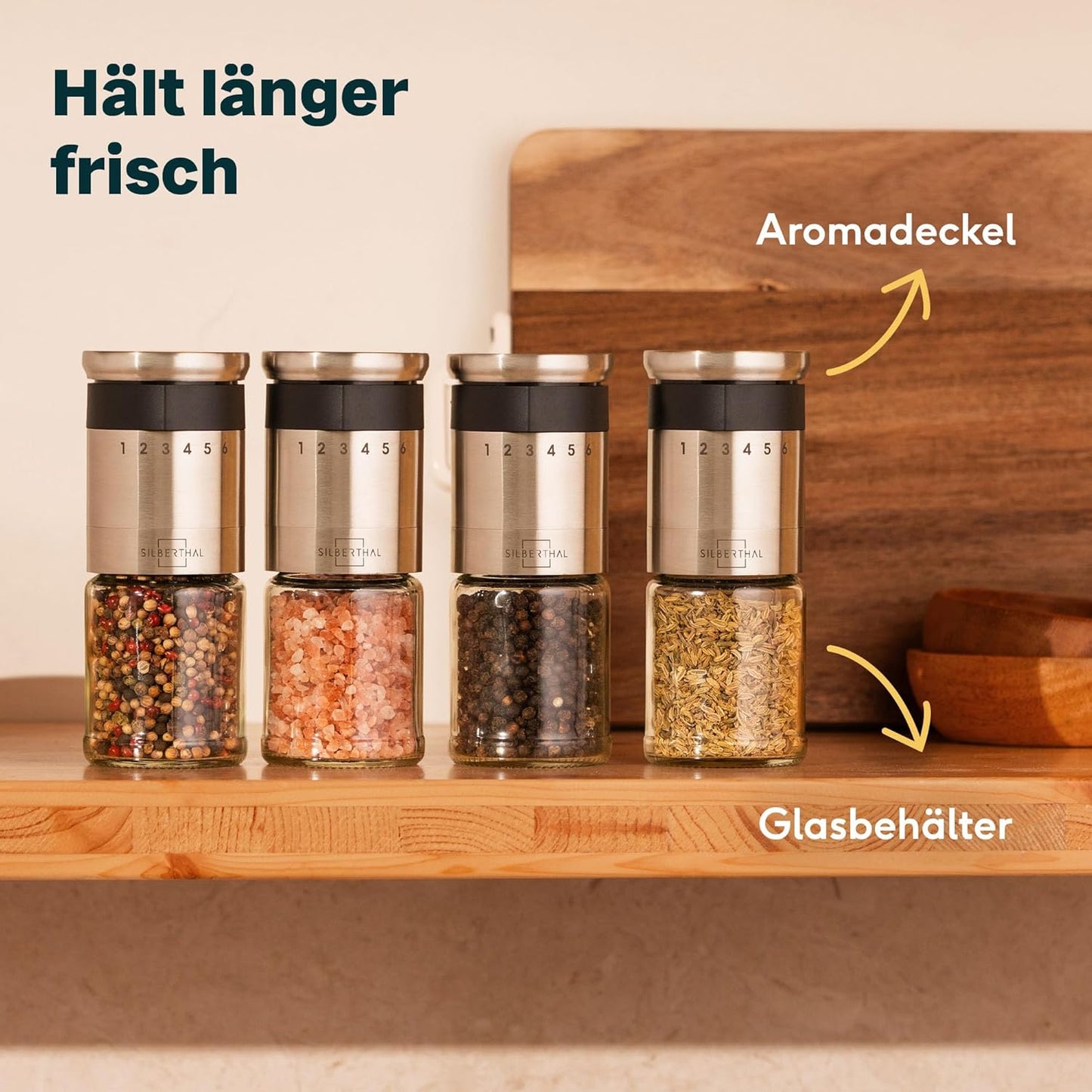 2er-Set Pfeffer- & Salzmühle, 2er Set Mahlgrad aussen