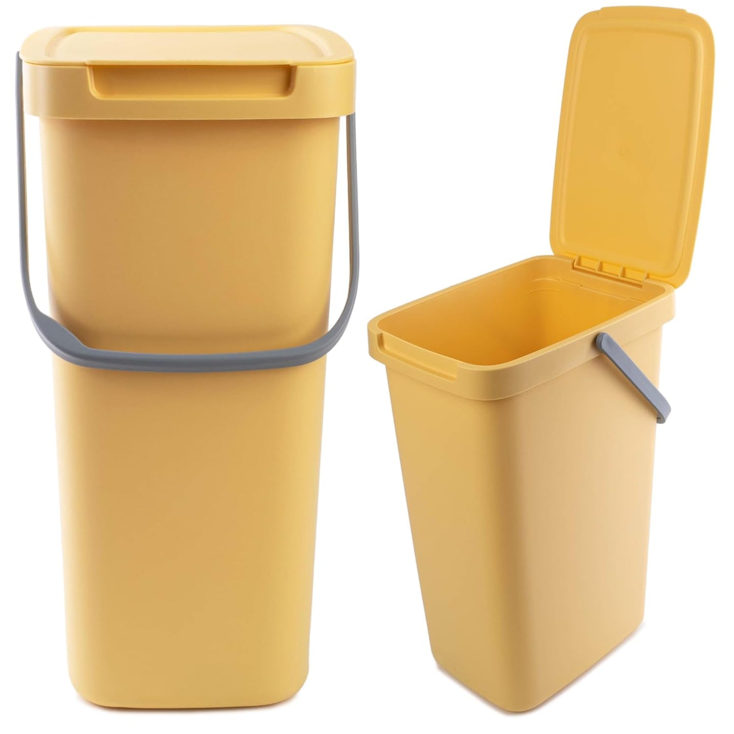 Abfallbehälter mit Deckel und Griff, 12L / Gelb