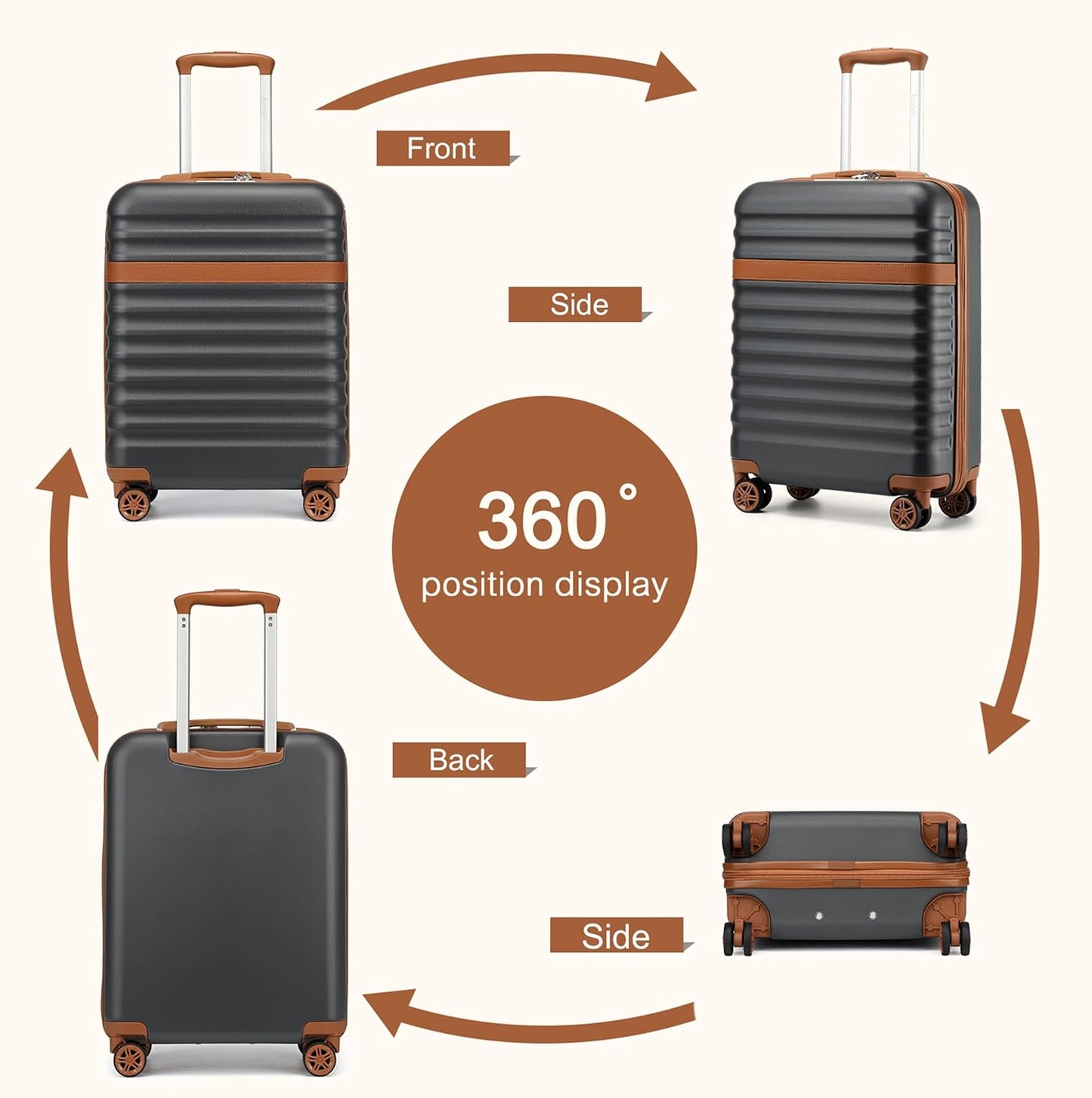 Hartschalenkoffer, XL(75cm) Grau/Braun