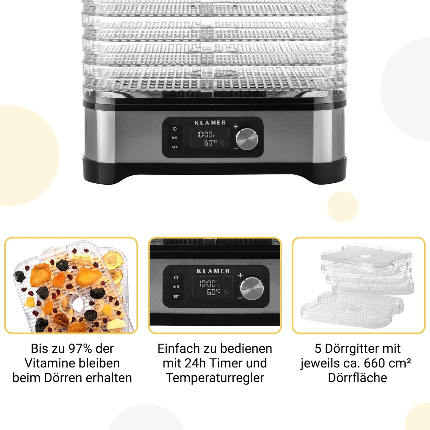 Dörrautomat mit Timer und Temperaturregler, Dörrautomat