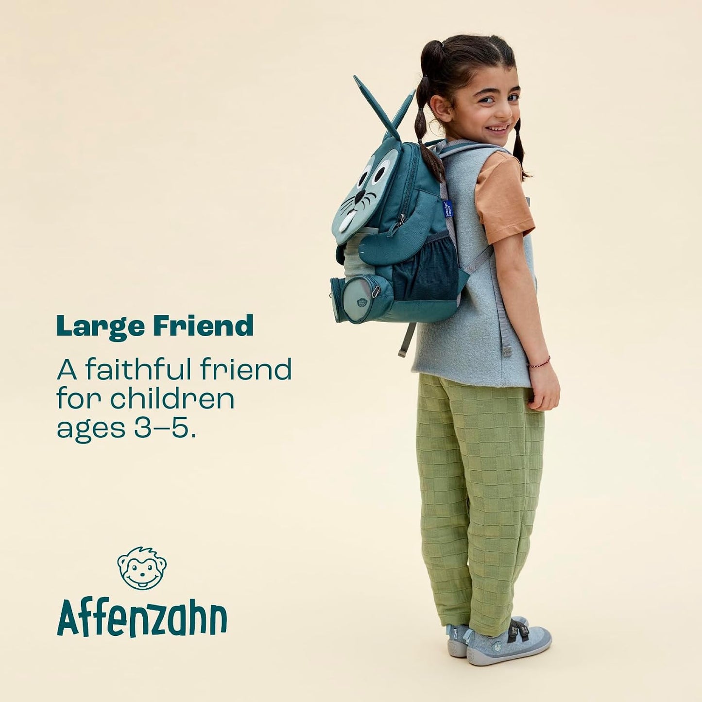 Kinderrucksack Grosser Freund, 8 L Hase - Türkis