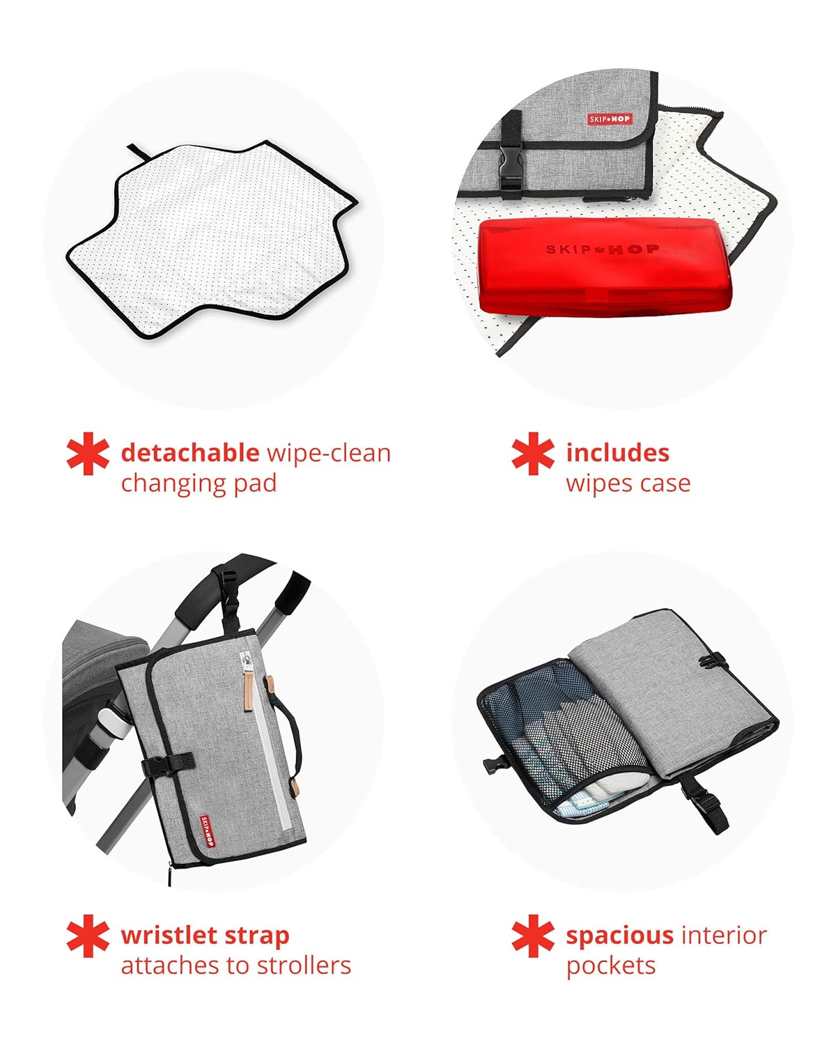 Pronto Mini Wickeltasche mit Wickelunterlage, grau Einfarbige