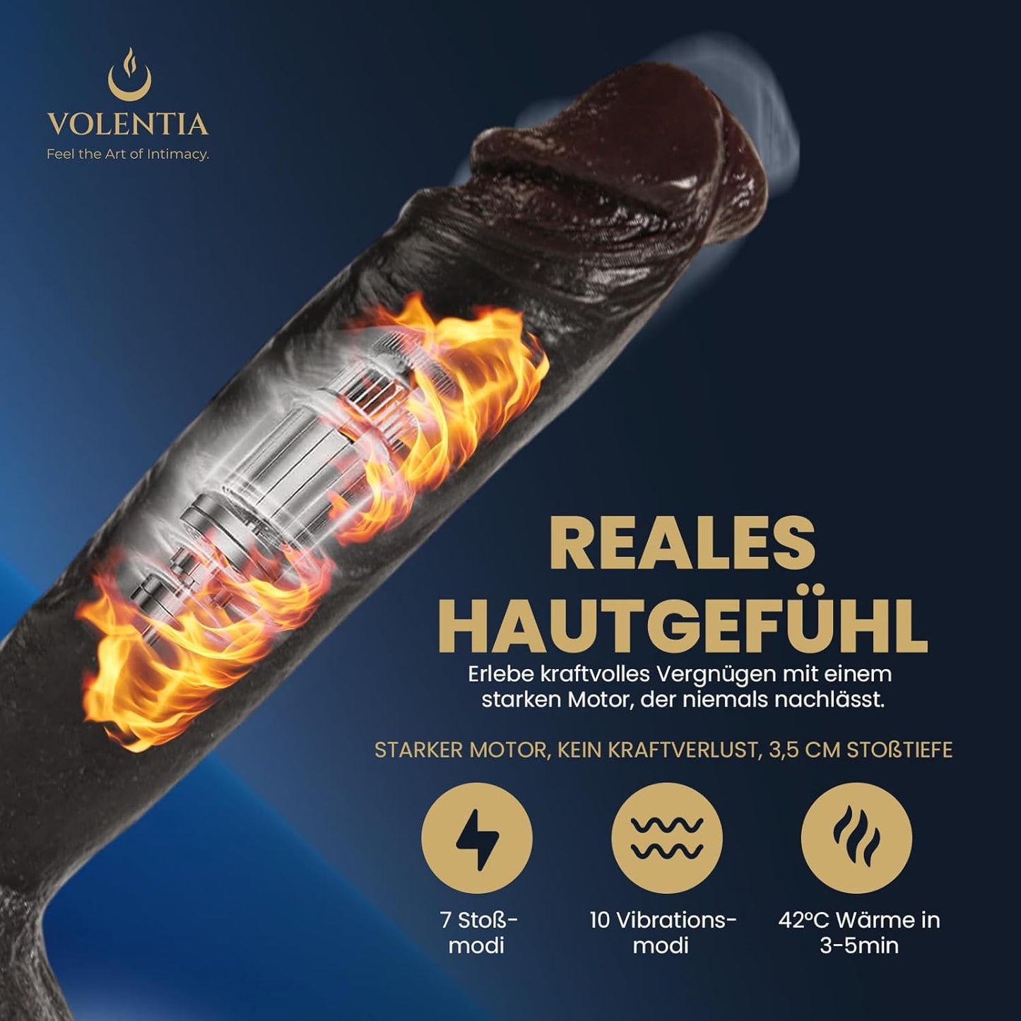 Realistischer XXL Vibrator mit Wärmfunktion, Dunkelbraun