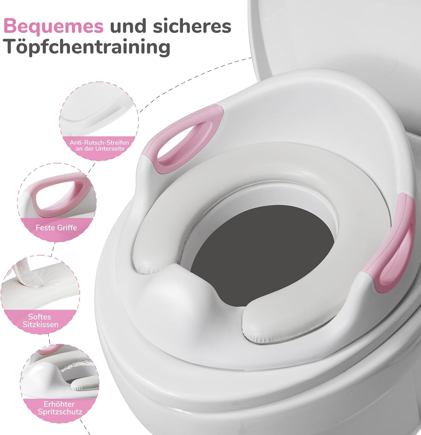 Toilettensitz für Kinder mit Tritthocker, Rosa