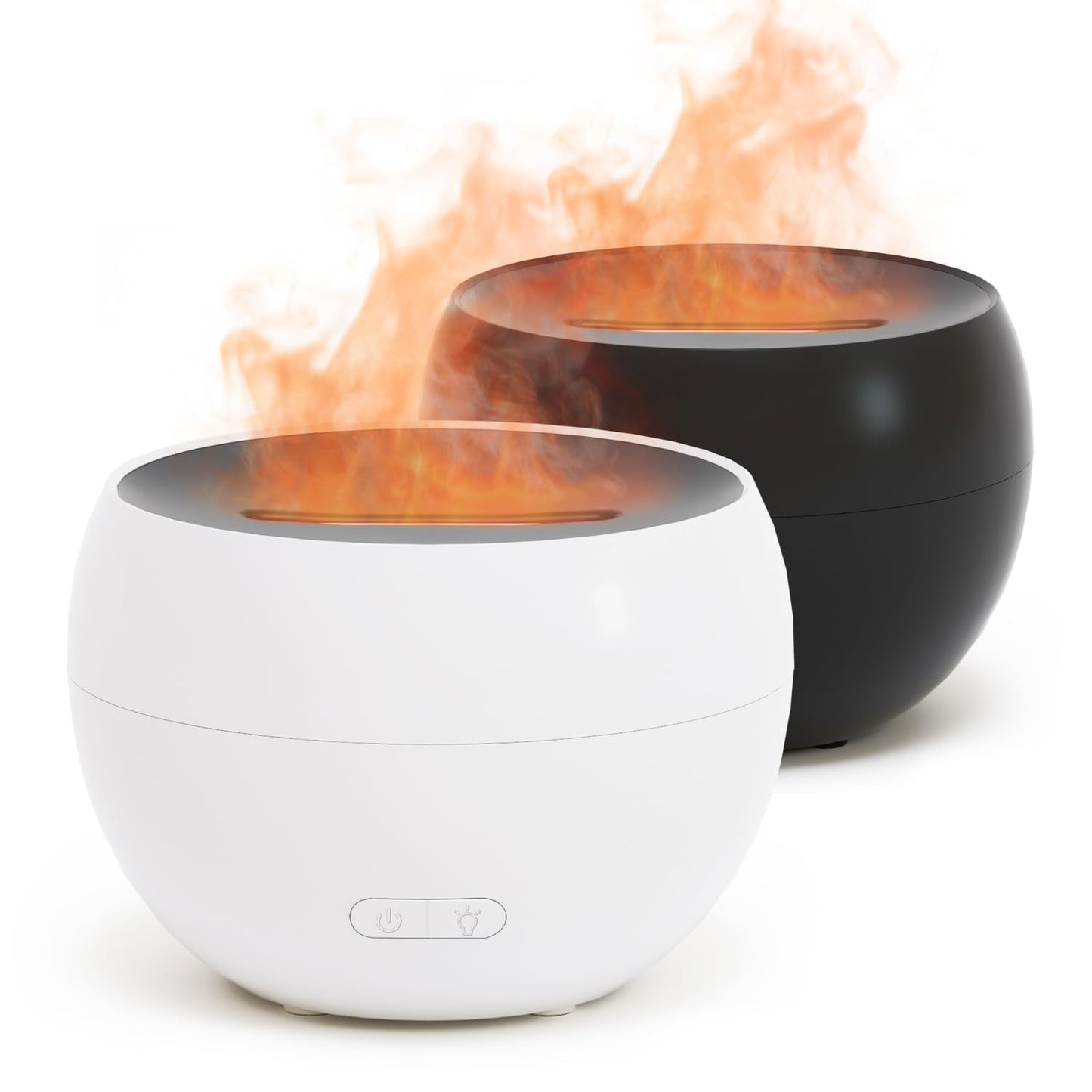 Aroma Diffuser mit Flammeneffekt, 2er-Set, Weiss&schwarz