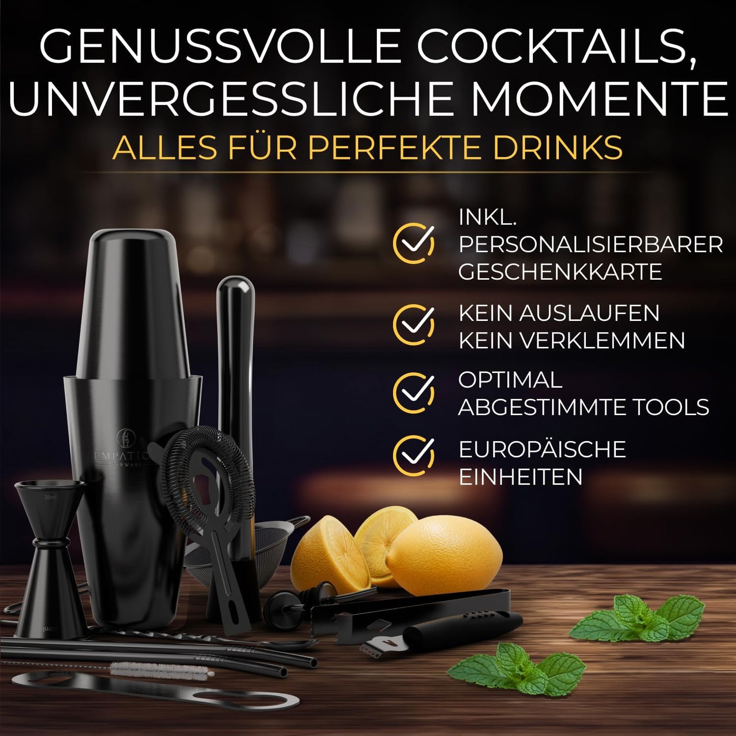 Cocktail Shaker Classic Set, 14-teilig, Classic Set Schwarz