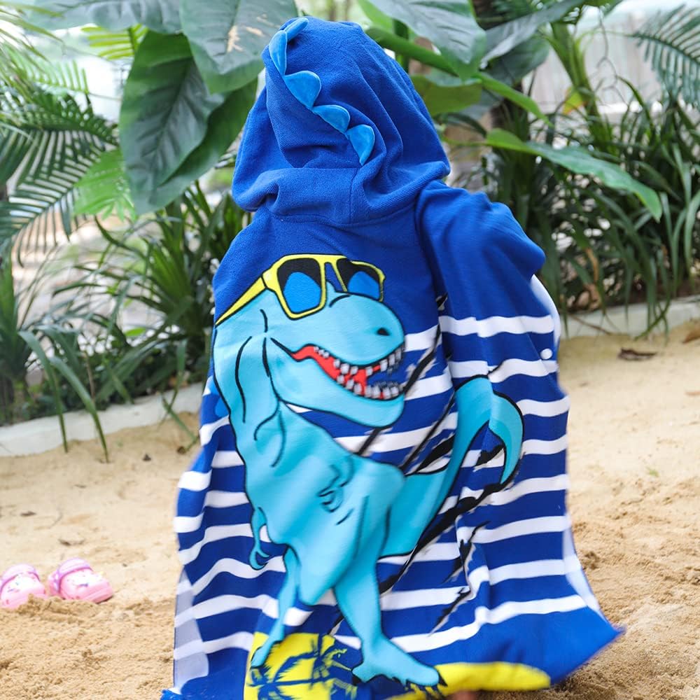 Badetuch-Poncho für Kinder mit Dinosaurier-Motiv, 1-dinosaurier Einheitsgröße