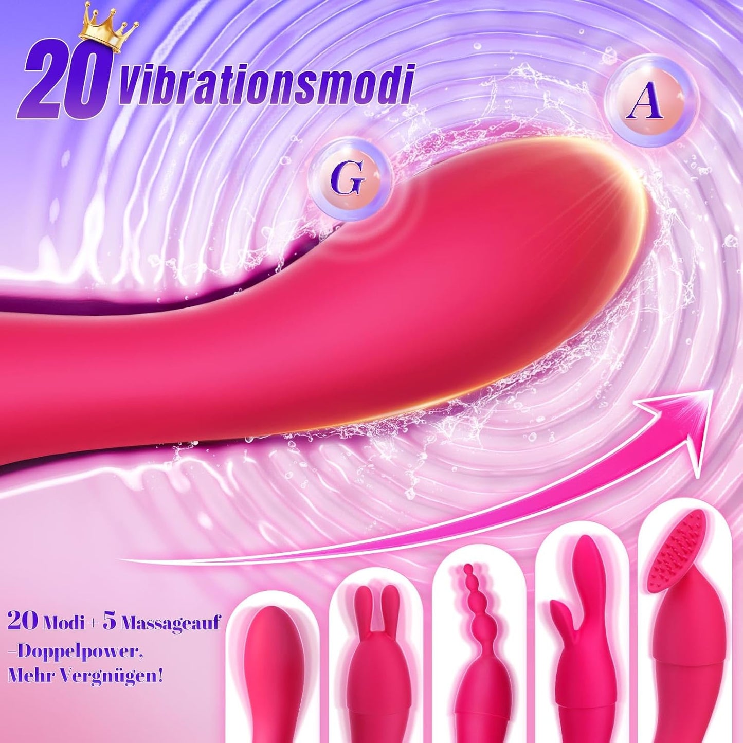 Vibratorenset für Frauen mit 4 Wechselaufsätzen und 20 Modi