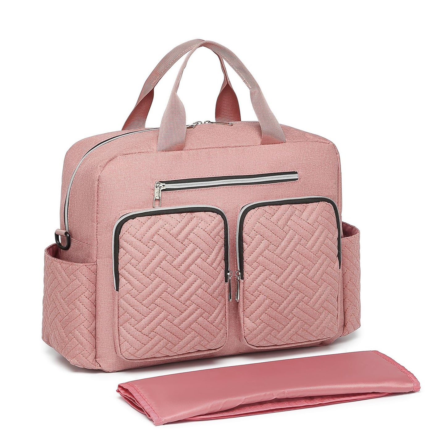Baby-Wickeltasche mit Wickelauflage und Isoliertaschen, Große Tasche mit Wickelauflage Rosa