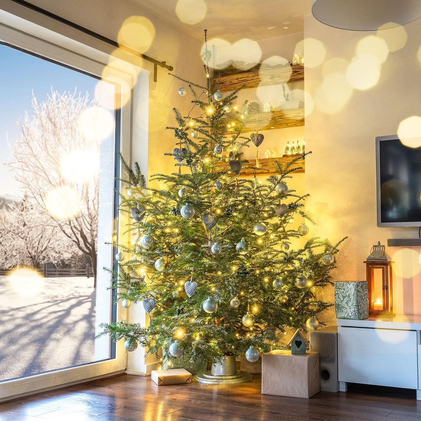 Weihnachtsbaumständer mit Wasserbehälter, Silber / Baumhöhe Bis 2m