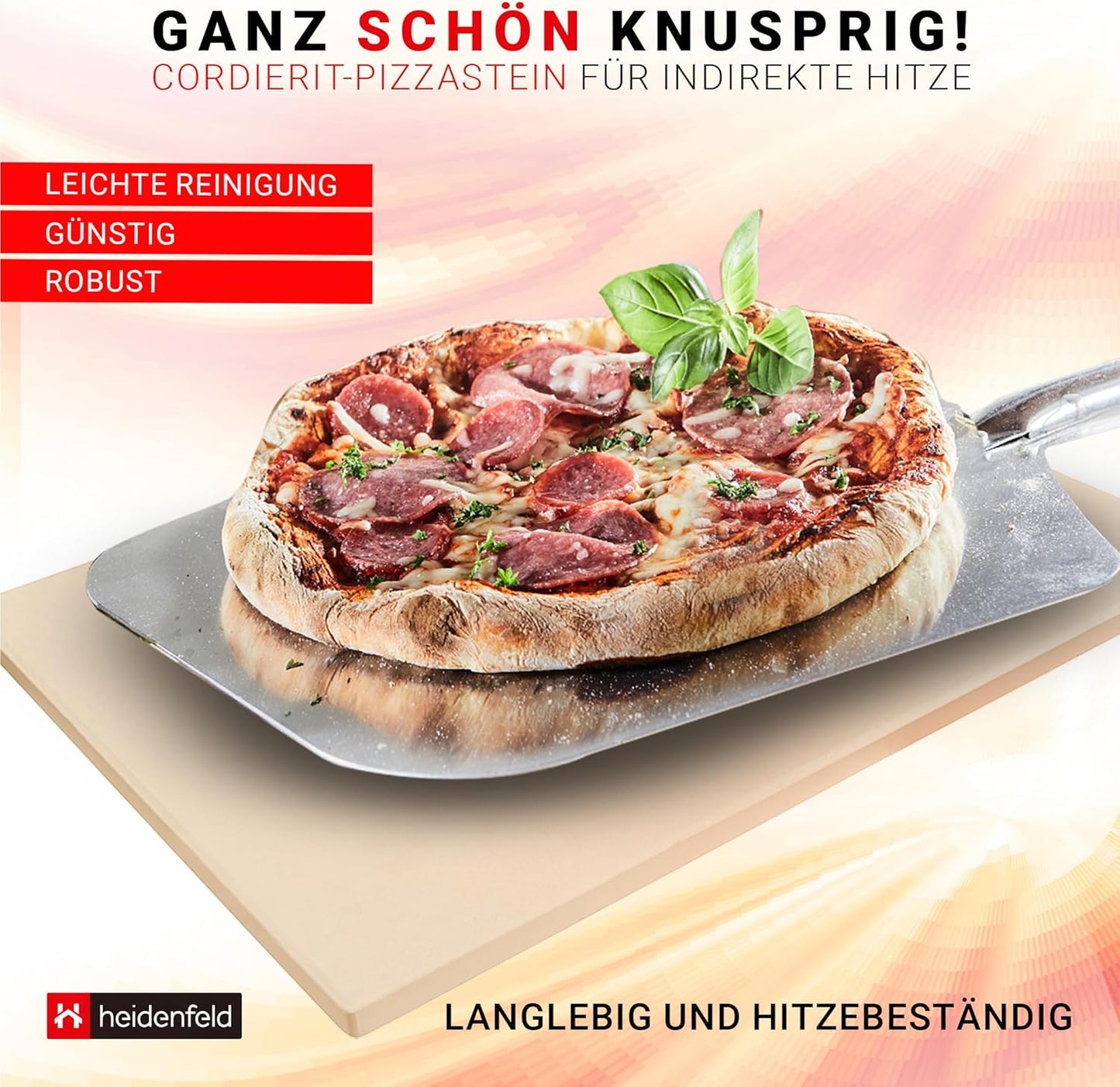 XXL Pizzastein für Backofen & Grill, 46.5 X 35.5 X 1.5 Cm