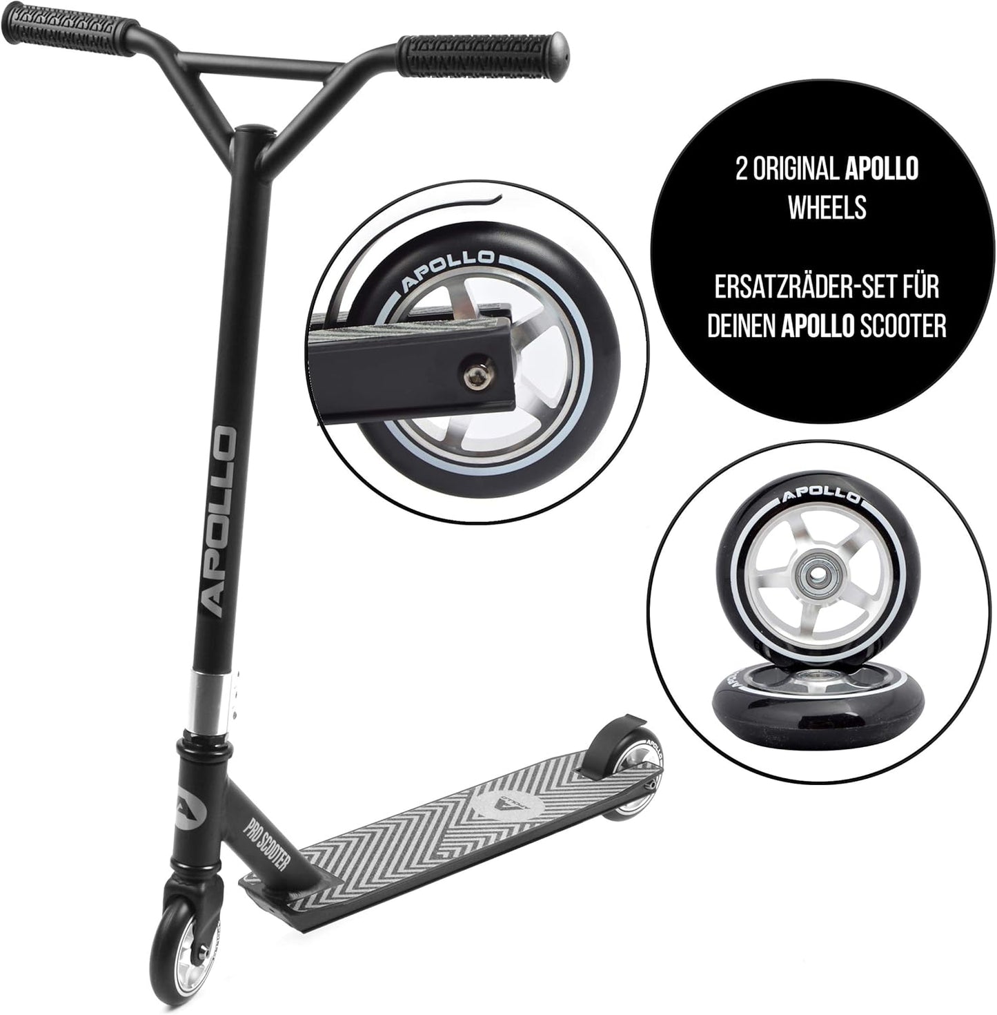Stunt Scooter Ersatzräderset Pro Wheels, 100mm - Silber