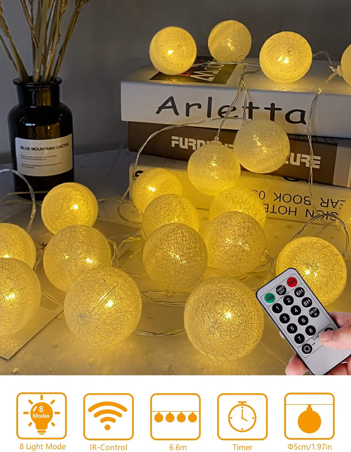Kugeln-Lichterkette, Bunt ; 30 Kugeln