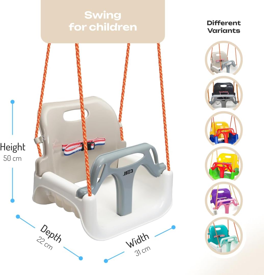 3-in-1 Kinderschaukel mit Rückenlehne, Beige