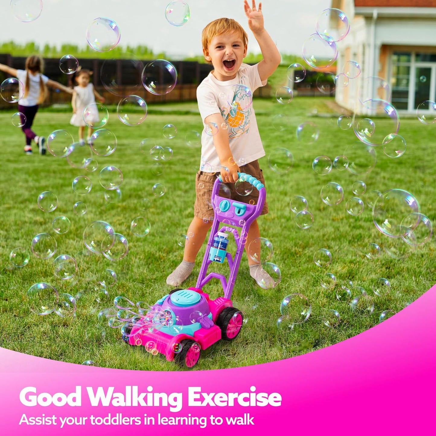 Seifenblasenmaschine für Kinder Outdoor-Spielzeug, Rosa