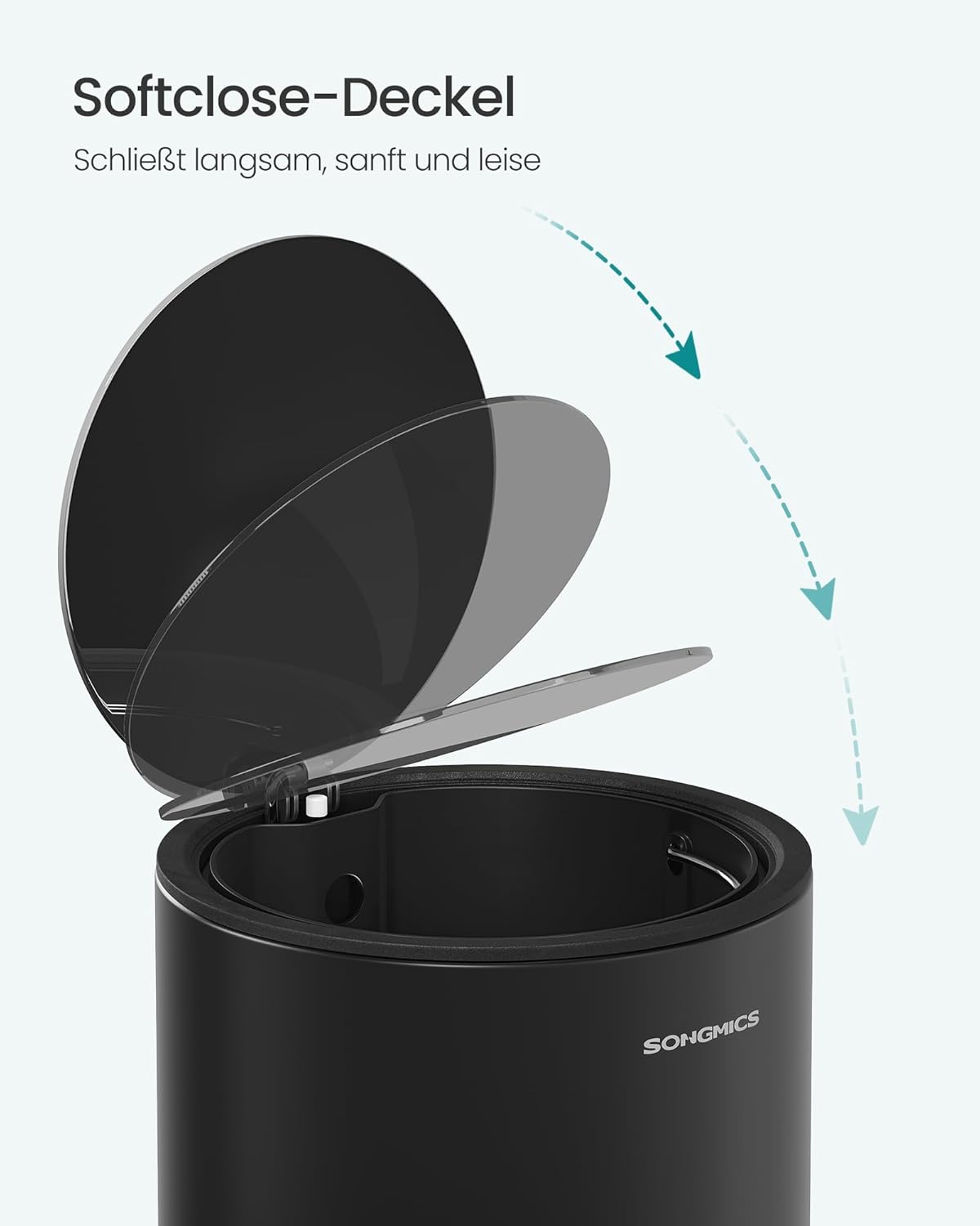 Kosmetikeimer mit Softclose-Deckel, 6 L Tintenschwarz