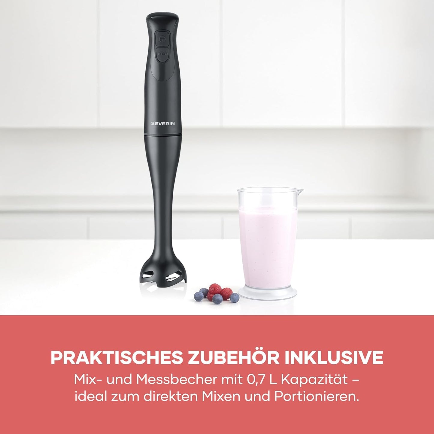 SM 3761 Stabmixer mit Mixbecher und Turbotaste, Mixer + Becher Schwarz