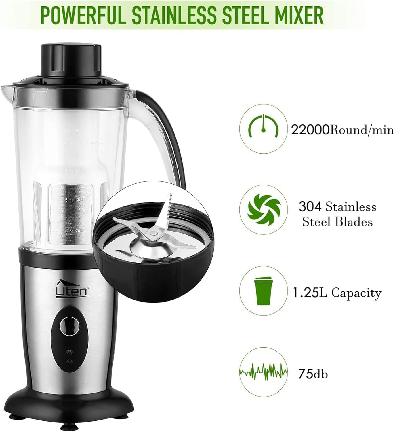 5-in-1 Standmixer & Smoothie Maker, 1.25L (5 in 1)+220W+1 Gang