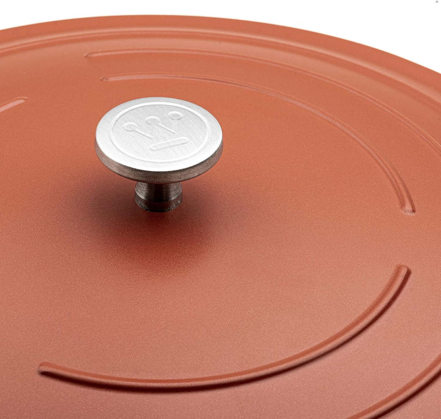 Wok Pfanne mit Deckel, Rotbraun 28 cm