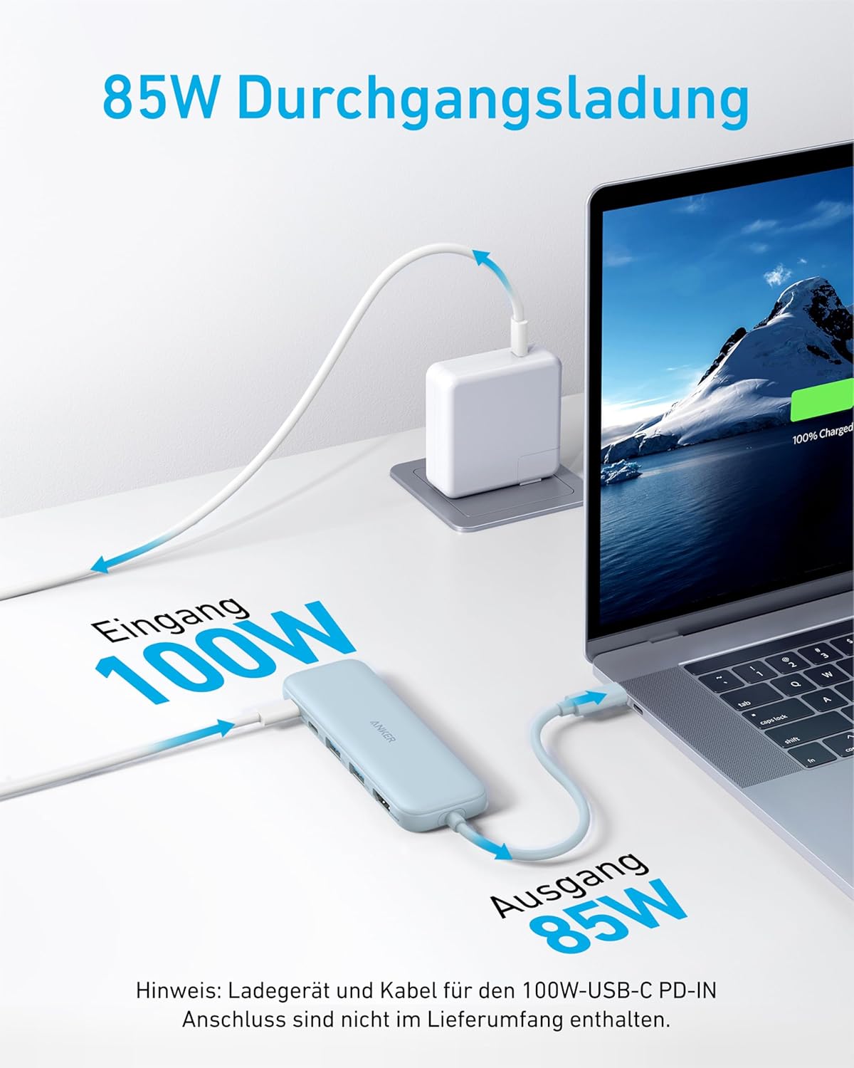 USB-C Hub mit 4K HDMI und 5Gbps Datenanschluss, Blau