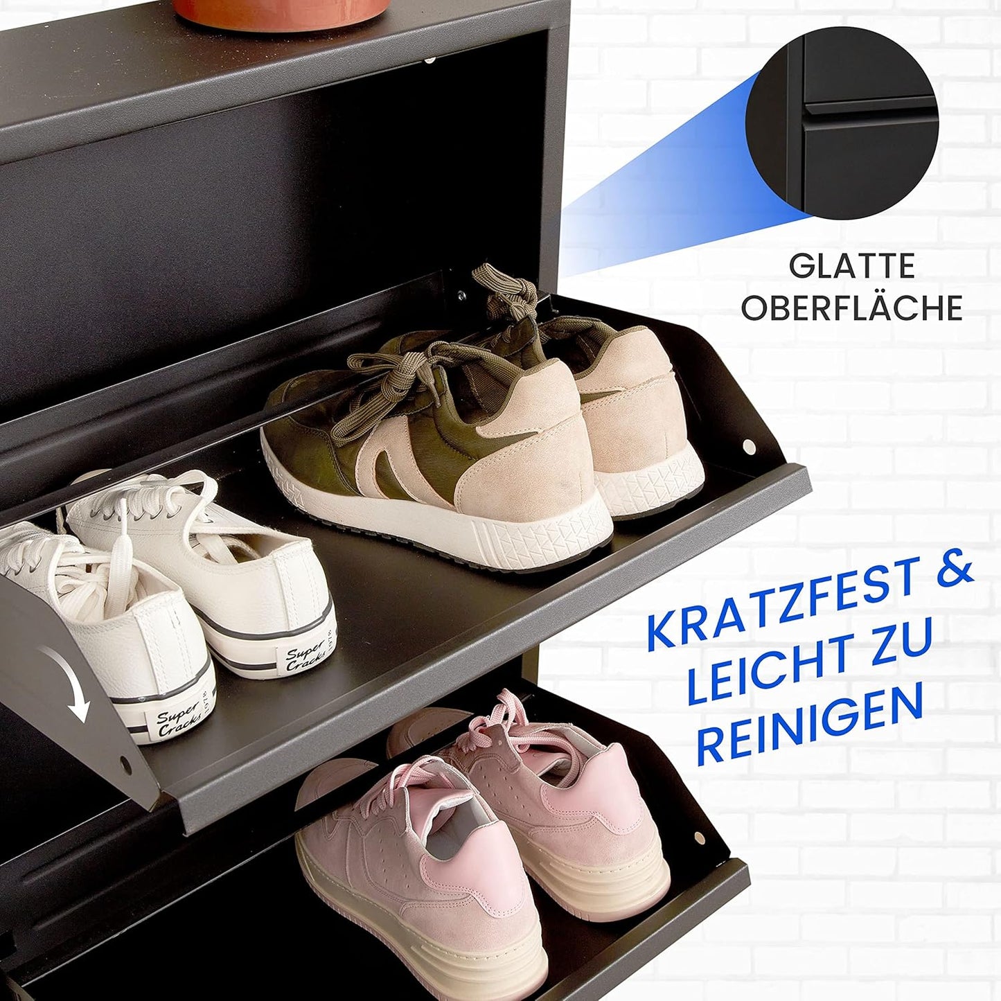Schuhkipper mit Magnetverschluss, 3 Klappen, 3 Klappen Schwarz