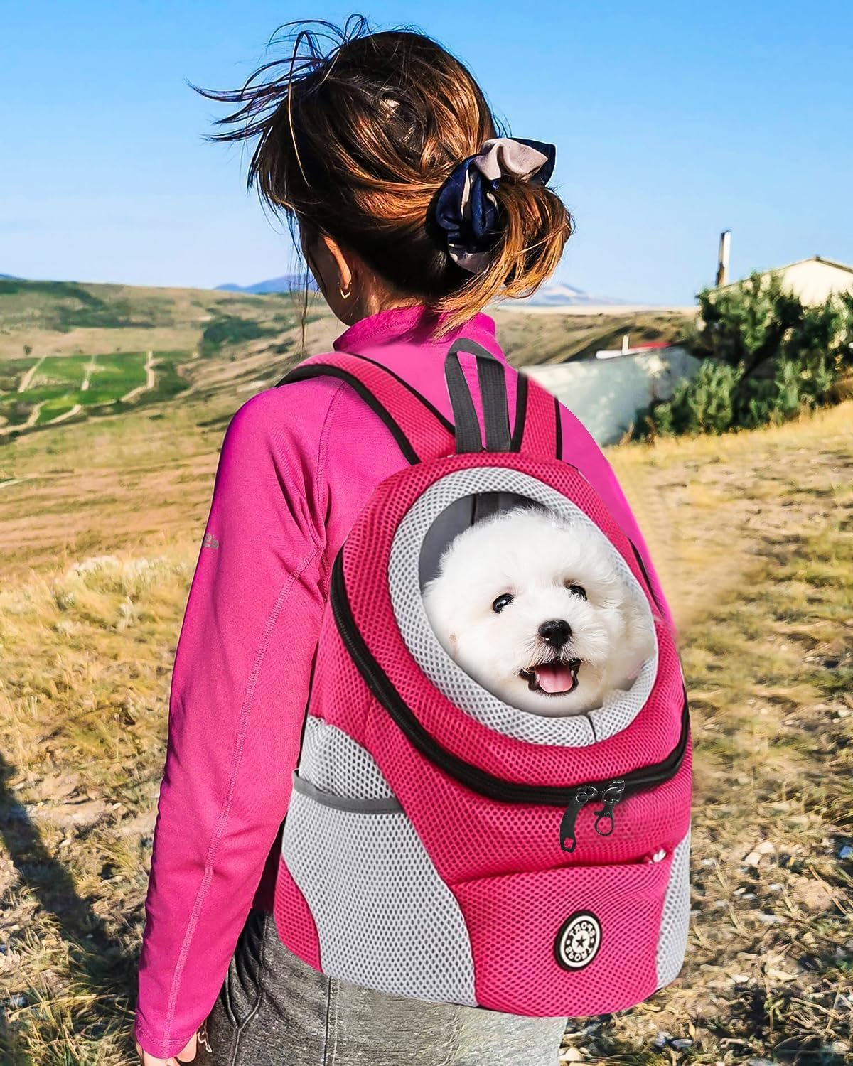 Haustier-Rucksack für kleine Hunde und Katzen, L Rosenrot