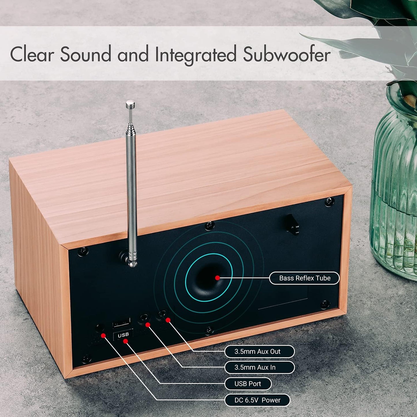 MB420 Digitales Küchenradio mit Bluetooth und Radiowecker, Hellbraun