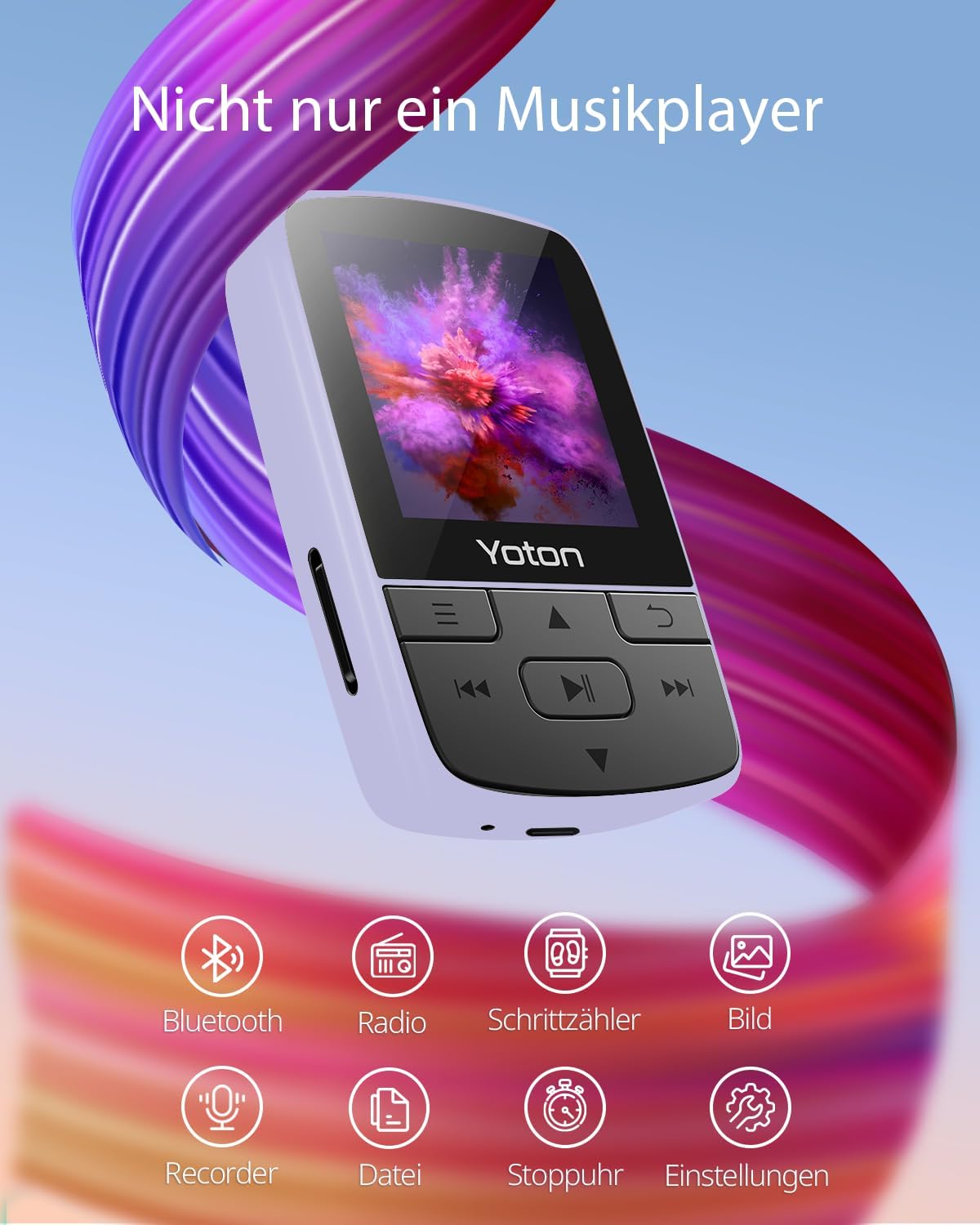 MP3-Player YM03 mit Bluetooth und HiFi-Klangqualität, Lila