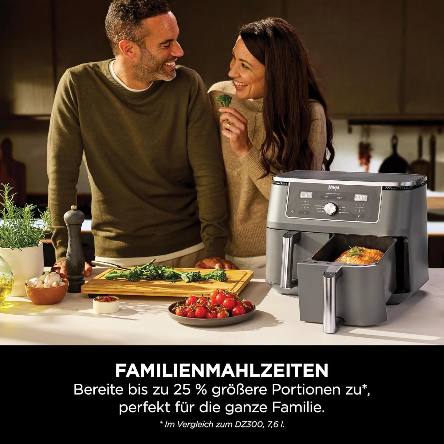 Dual Zone Digital Air Fryer mit 2 Schubladen (9,5L), Metallic Grau 9,5l