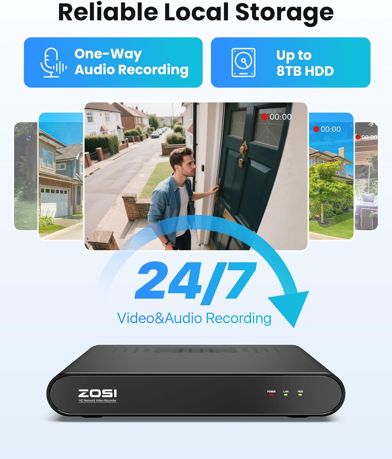 2,5K PoE Überwachungskamera Set C220 mit 8 Dome Kameras, 8CH C220 8 Kameras