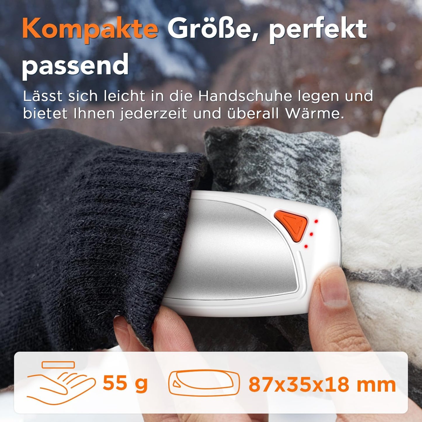Elektrische Handwärmer mit Ladecase, Weiss