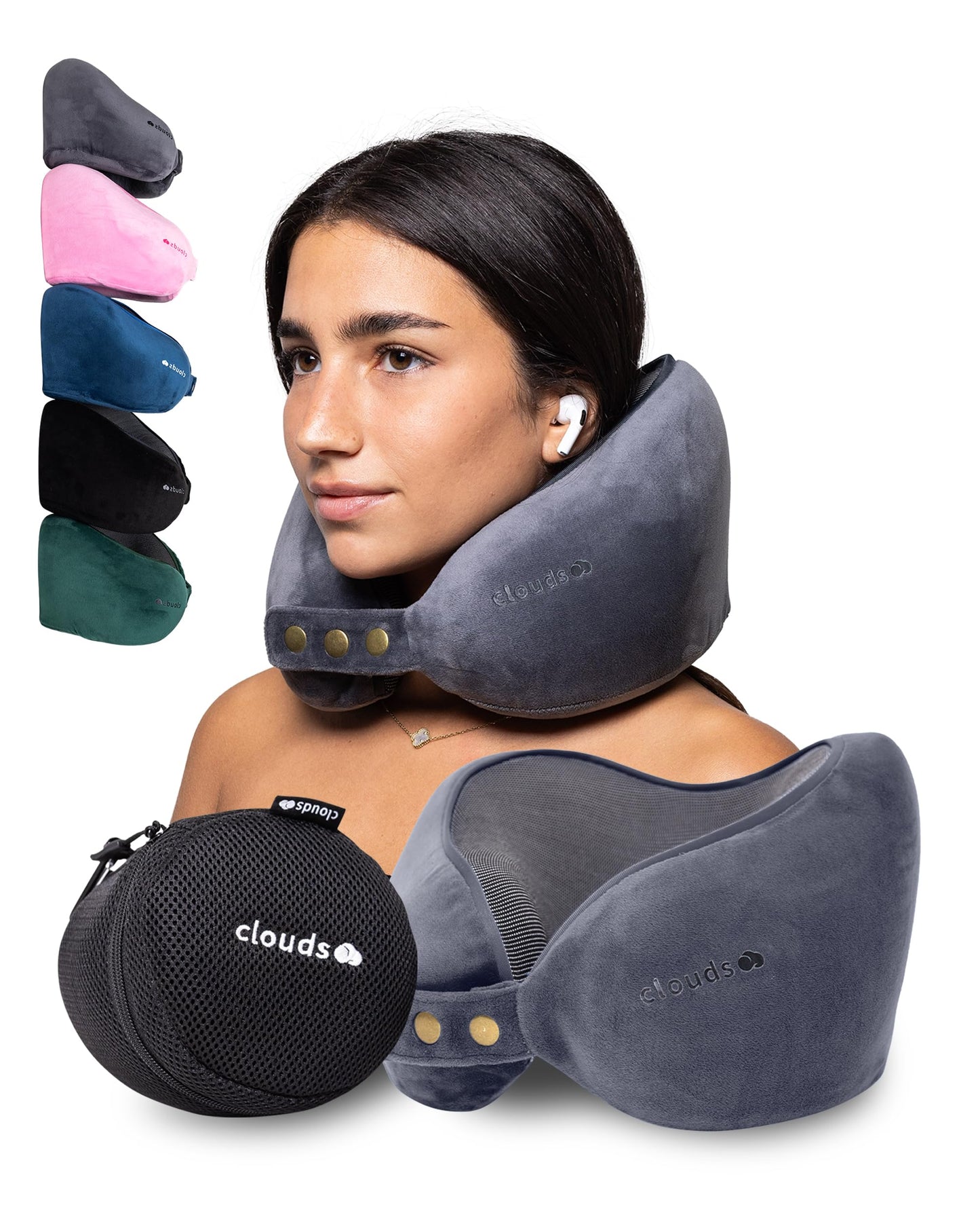 Verstellbares Memory Foam Reisekissen für Flugzeug & Auto, Grau S/M