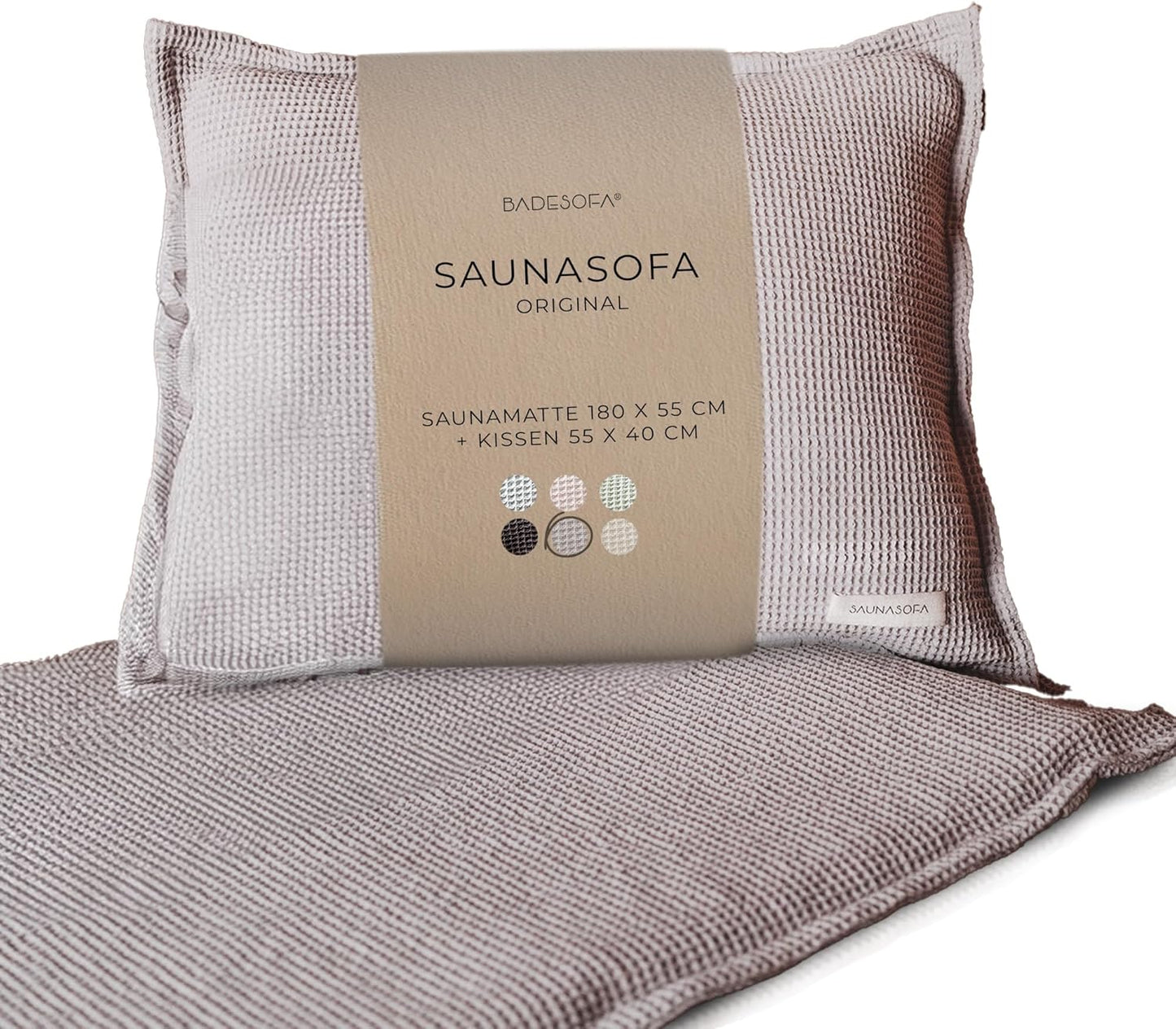 Premium Sauna-Matte & Kissen-Set (hitzebeständig), Taupe