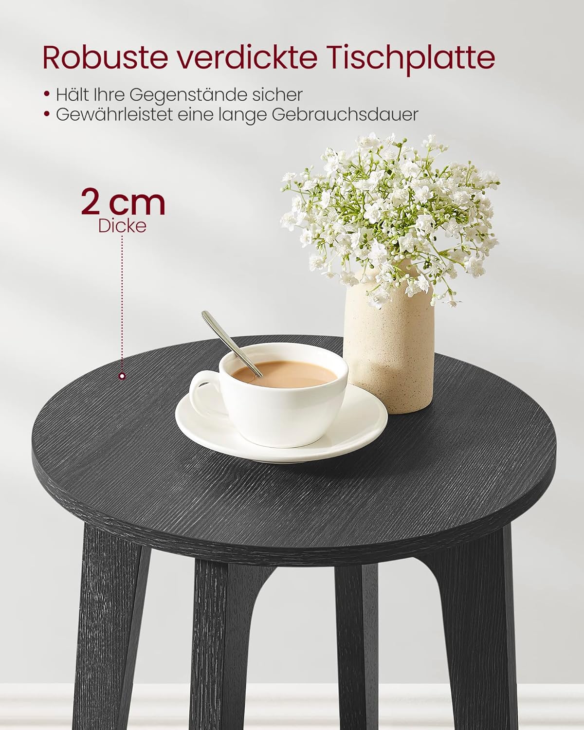 Runder Beistelltisch mit unterer Ablage, Schwarz