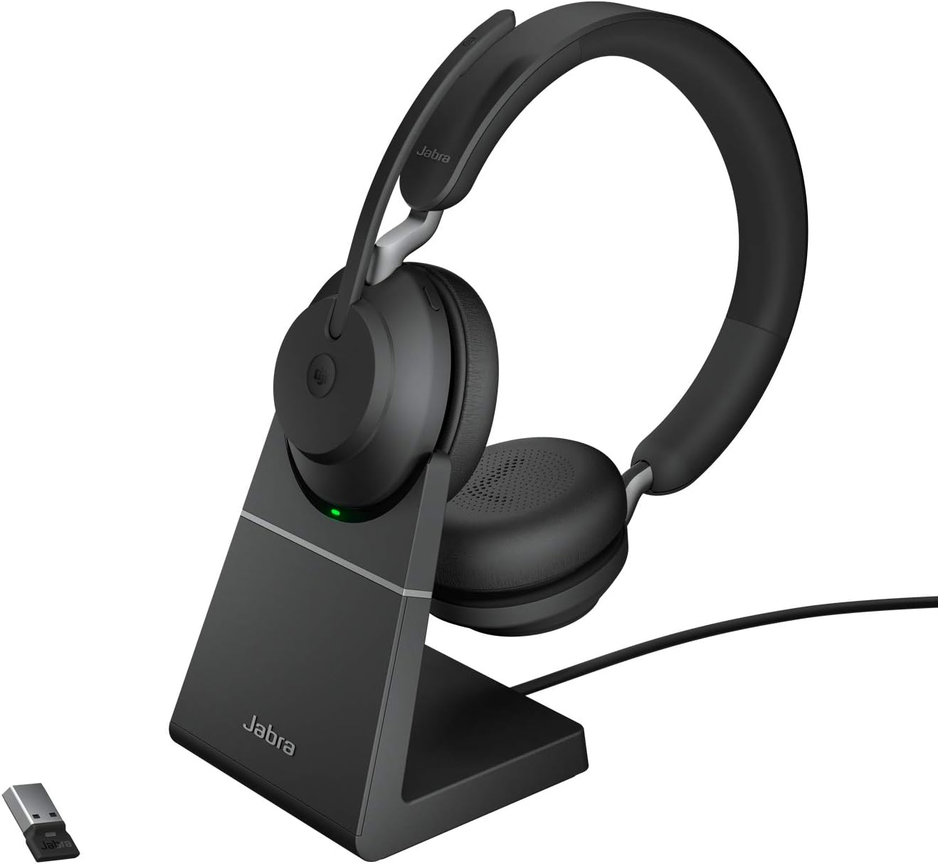 Evolve2 65 PC-Headset mit Ladestation, Stereo USB-A Adapter - Inklusive Halterung Optimiert für Microsoft Teams