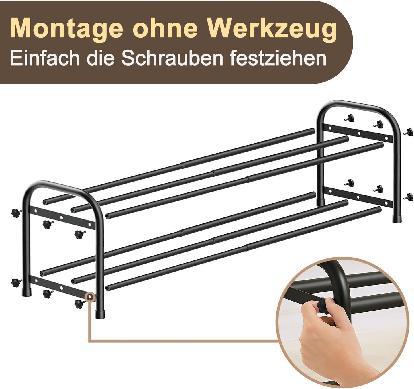 Ausziehbares Schuhregal für enge Räume (2 Ebenen), 2 Ebenen