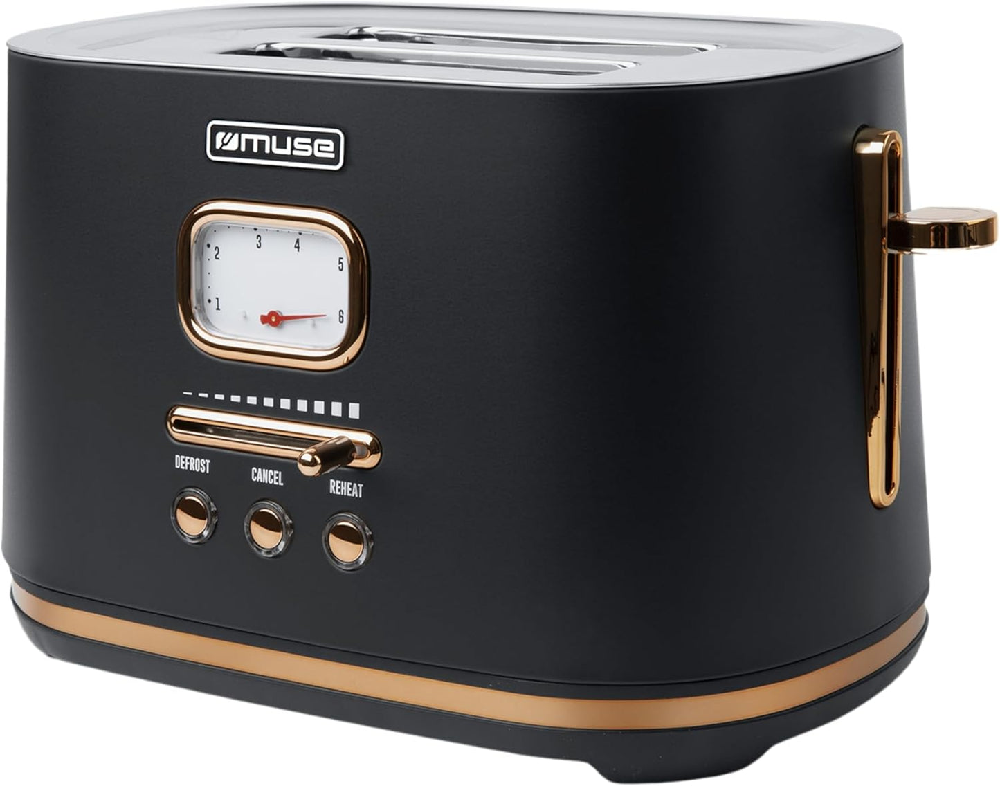 Edelstahl-Toaster im Retro-Design mit 6 Stufen, Schwarz