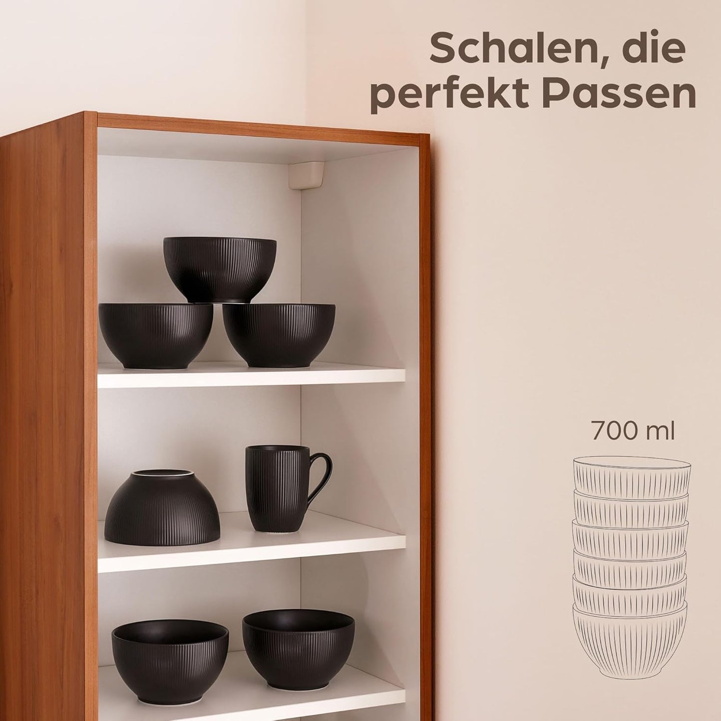 6er-Set Suppenschüssel, 6er Set Schwarz
