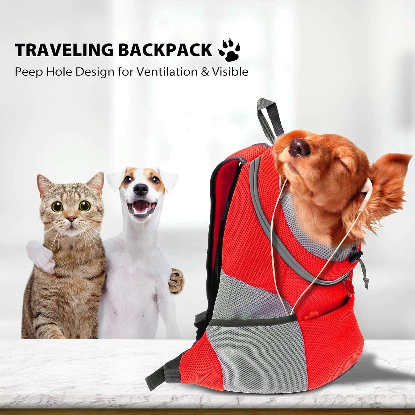 Haustier-Rucksack bis 4,4 kg, L bis zu 4,4 kg Orange