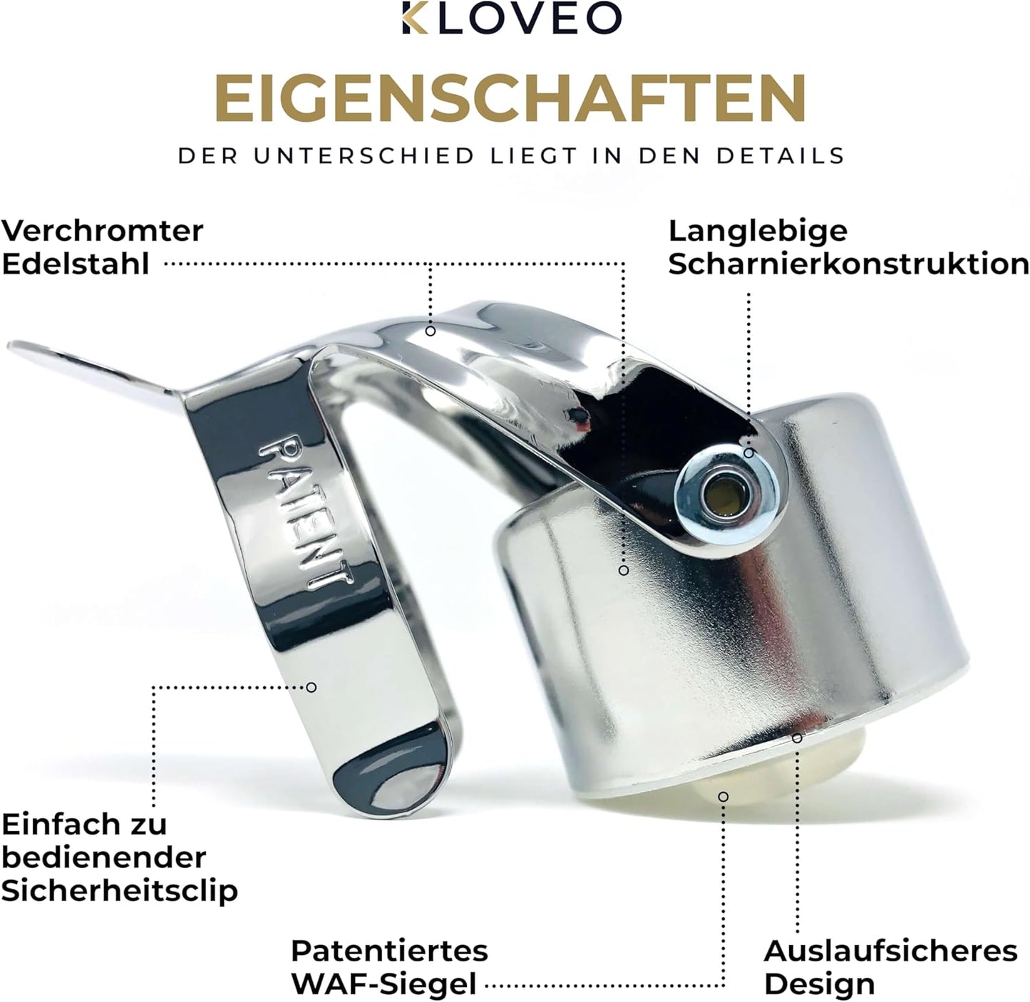 Sektflaschenverschluss für Schaumweine, Chrom 1