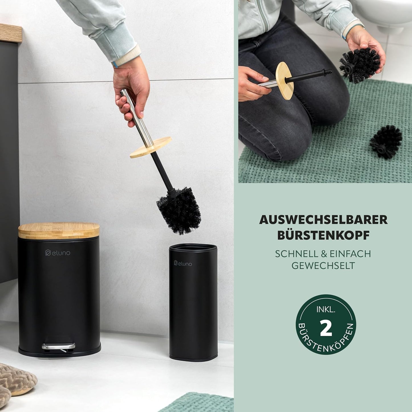 2-teiliges Badezimmer-Set Framura, Schwarz