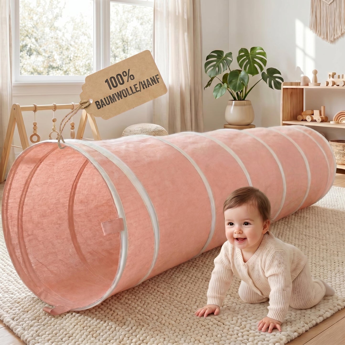 Pop-up Spieltunnel 180cm, Korallrosa