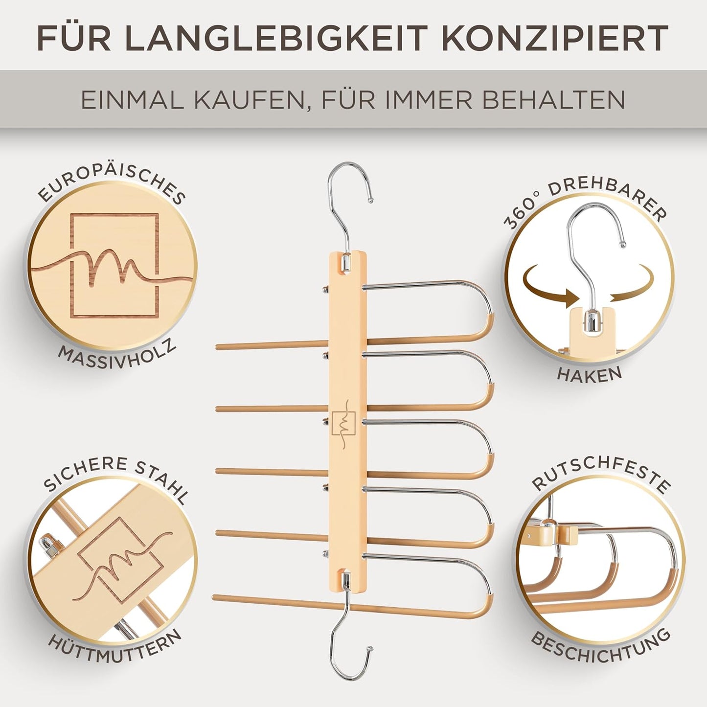 2er-Set Hosenbügel, Natur 2er-Pack