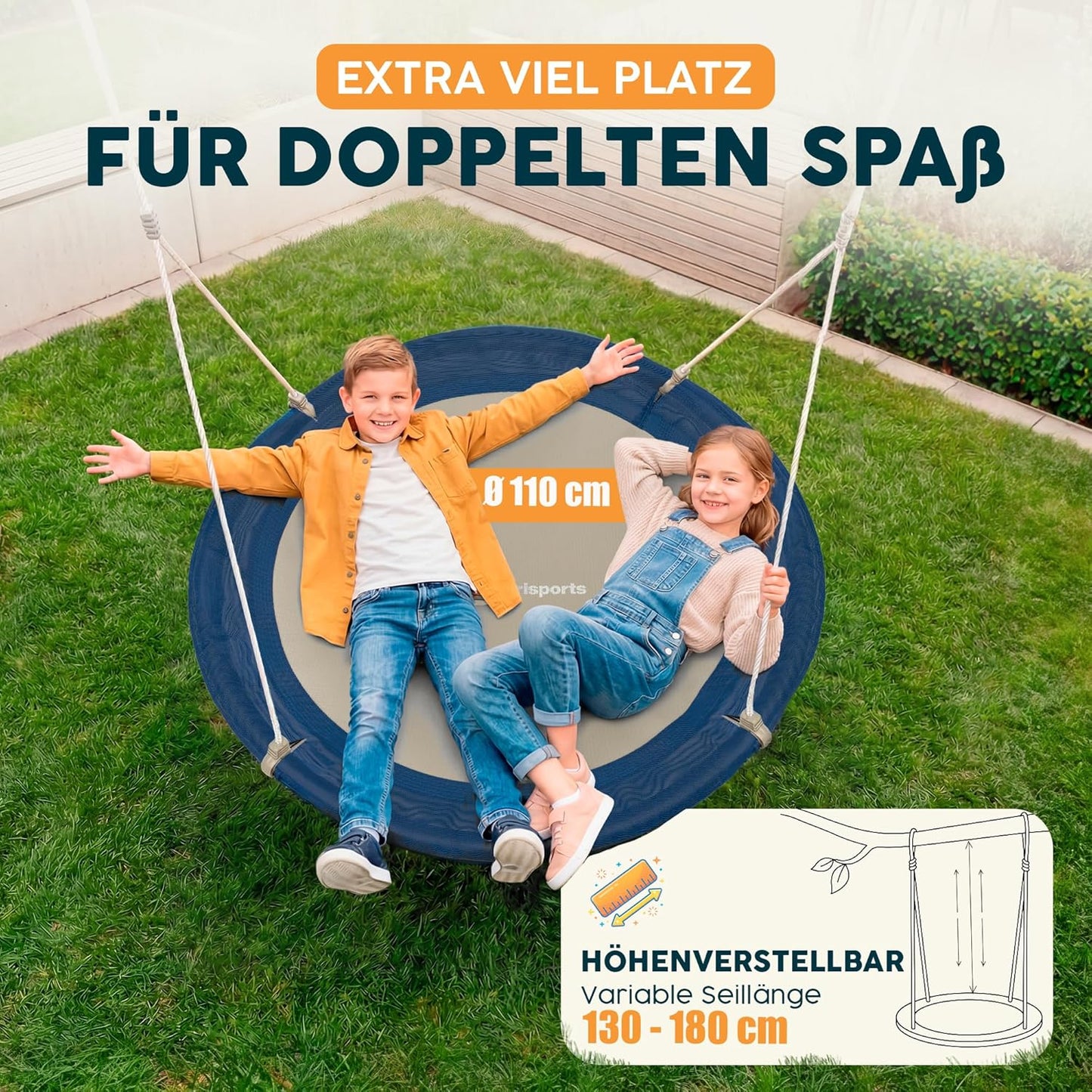 Höhenverstellbare Nestschaukel mit Schutzplane, Blau