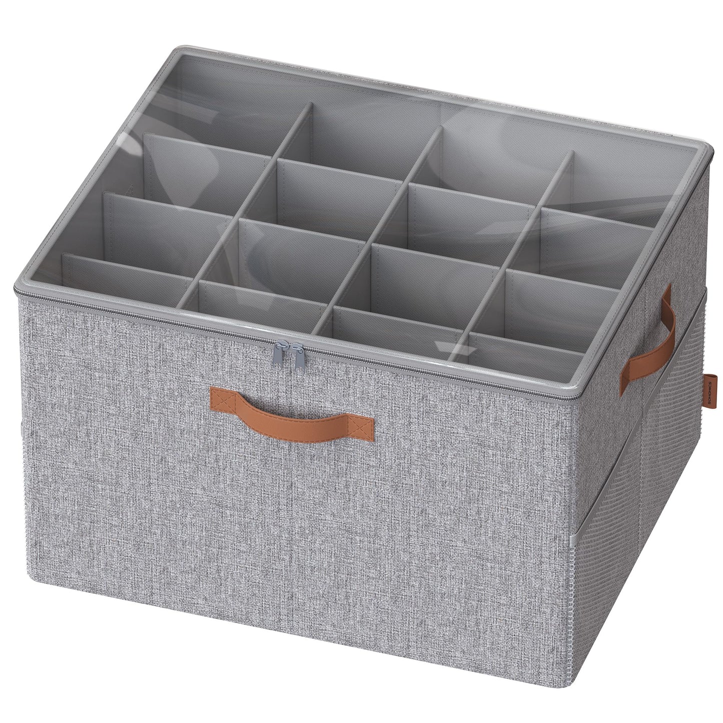 Schuh-Organizer für 16 Paar mit transparentem Deckel, Taubengrau