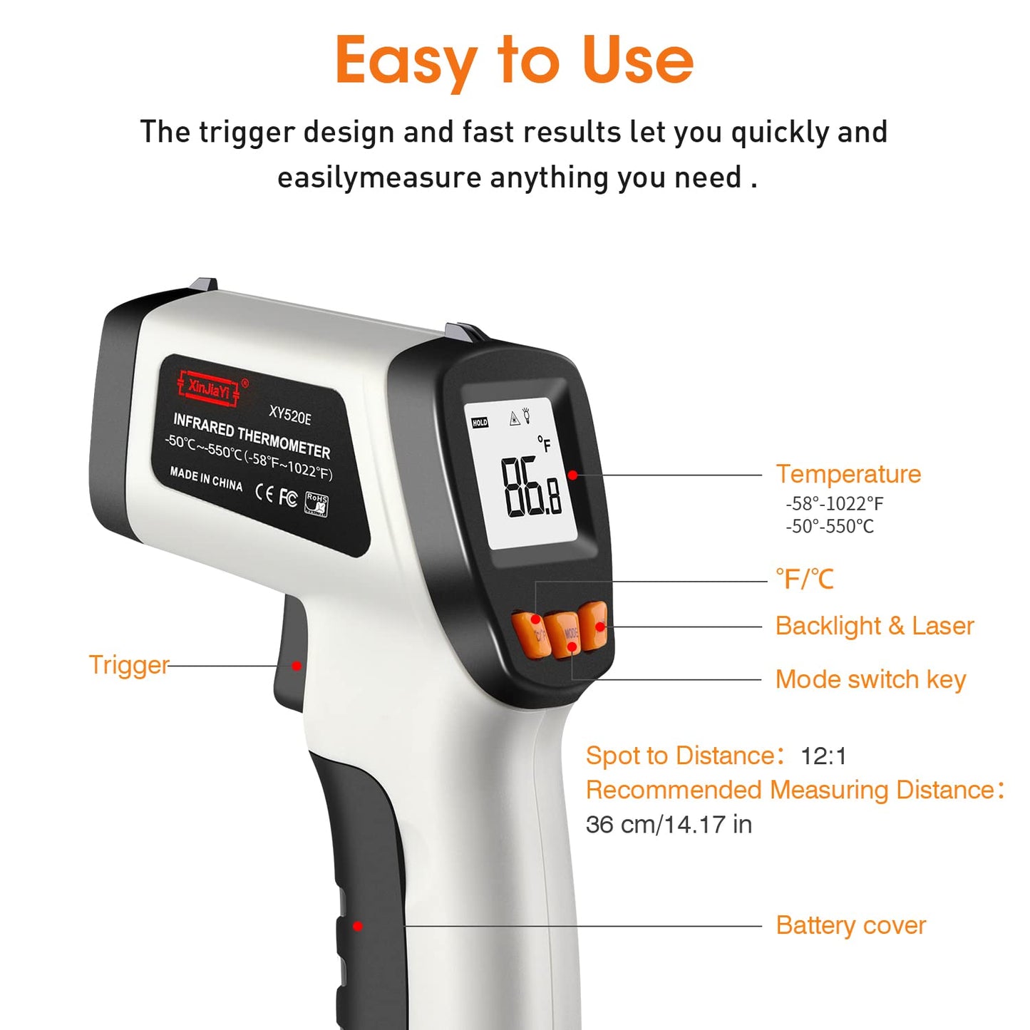 Infrarot Laser-Thermometer, Grauen.